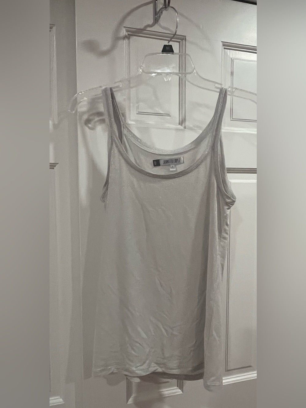Jennifer Lopez Metallic Silver Scoop Neck Camisole